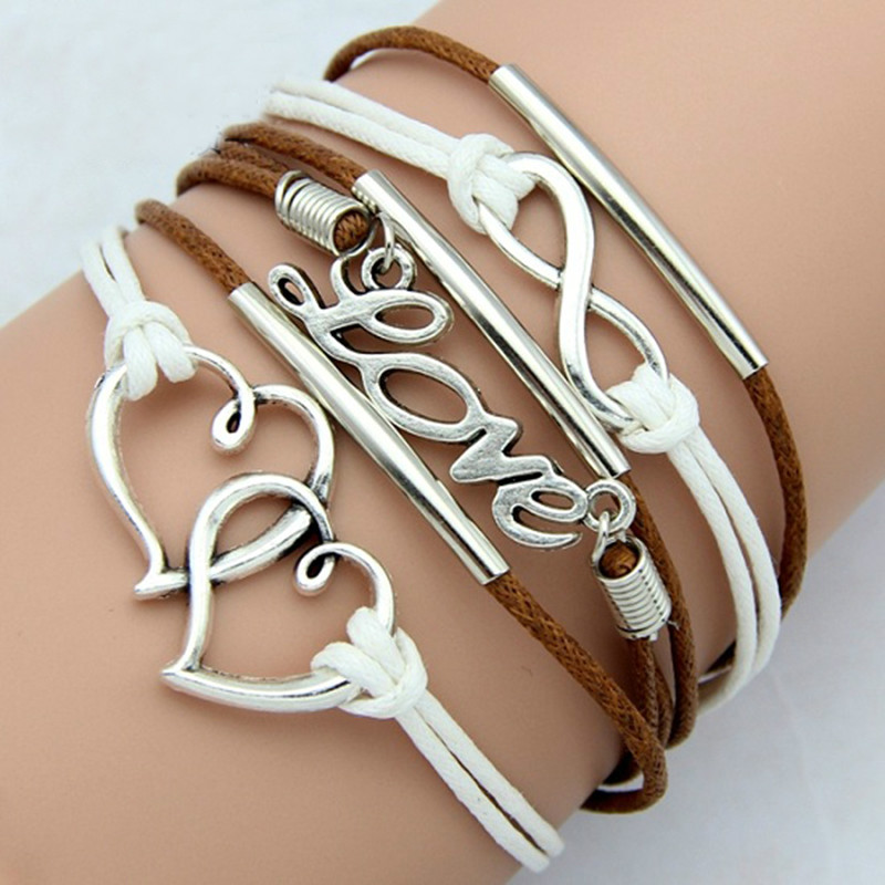 20pcs New Design Infinity cross bracelet Charm Wing Angel Cross Skull Bracelet Leather Multilayer Bracelets