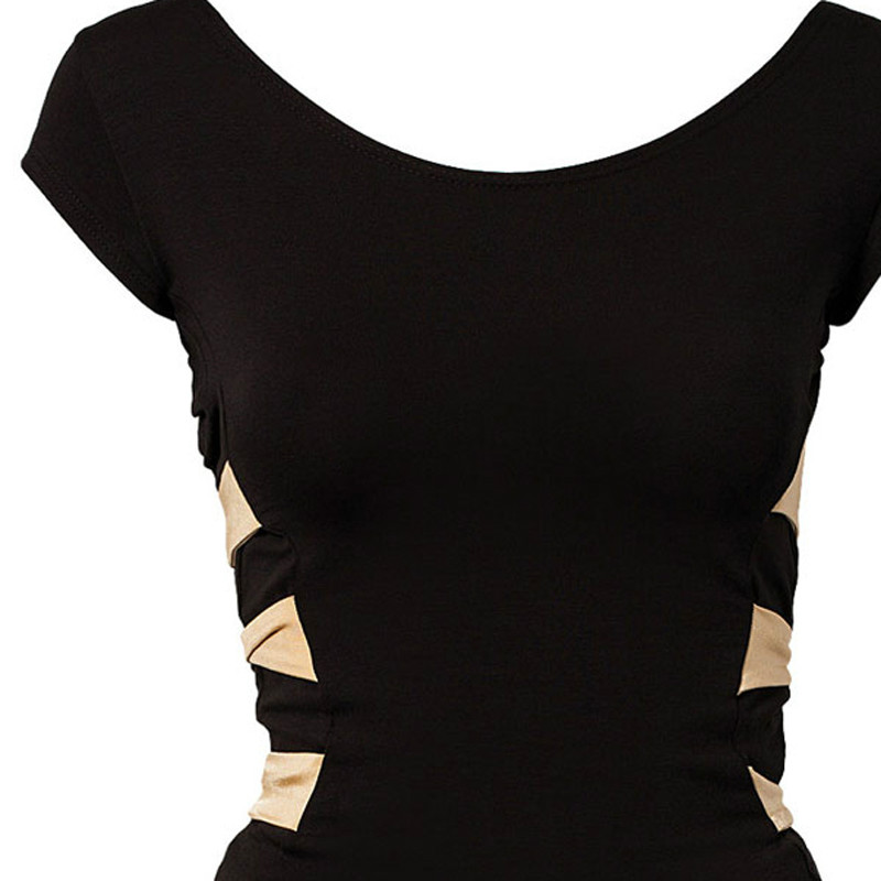 New 2014 Women Summer Bandage Dress Black Sexy Models Exposed Backpack Hip And Calf Dress