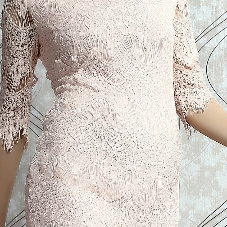 Free shipping 2014 new European and American fashion lace 7 points sleeve dress