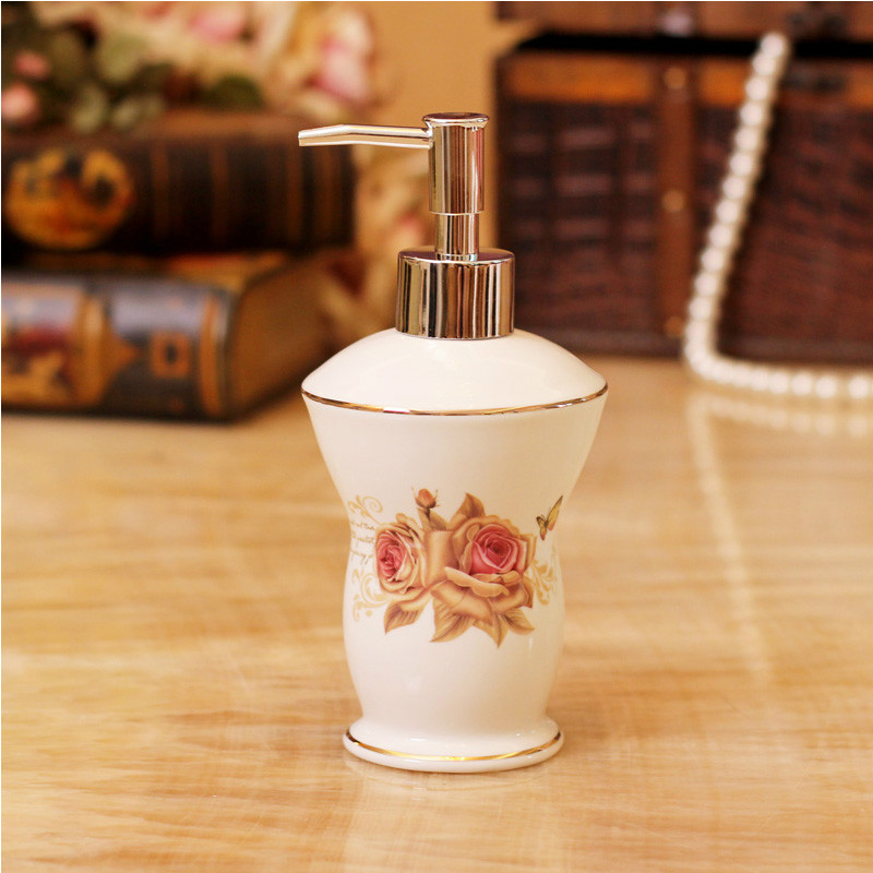 High-grade ceramic luxury and pure white rose bathroom set